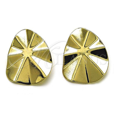 Oro Laminado Stud Earring, Gold Filled Style Teardrop and Flower Design, Polished, Golden Finish, 02.385.0039
