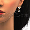 Oro Laminado Necklace and Earring, Gold Filled Style Flower and Teardrop Design, with White Cubic Zirconia, Polished, Golden Finish, 06.205.0003