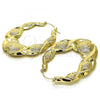 Oro Laminado Large Hoop, Gold Filled Style Chunky and Flower Design, Polished, Golden Finish, 02.60.0157.50