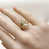 Oro Laminado Multi Stone Ring, Gold Filled Style Flower and Butterfly Design, with White Cubic Zirconia and White Micro Pave, Polished, Golden Finish, 01.266.0066