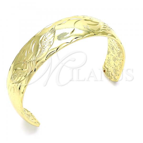 Oro Laminado Individual Bangle, Gold Filled Style Diamond Cutting Finish, Golden Finish, 07.168.0024 (16 MM Thickness, One size fits all)