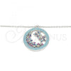 Sterling Silver Pendant Necklace, Butterfly Design, with Aqua Blue Cubic Zirconia and Multicolor Micro Pave, Polished, Rhodium Finish, 04.336.0219.1.16