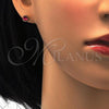Stainless Steel Stud Earring, with Ruby Crystal, Polished, Golden Finish, 02.271.0008.9