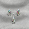 Sterling Silver Earring and Pendant Adult Set, Seahorse Design, with Multicolor Mother of Pearl, Polished, Silver Finish, 10.399.0010