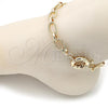 Oro Laminado Fancy Anklet, Gold Filled Style Rolo and Twist Design, Polished, Golden Finish, 03.415.0008.10