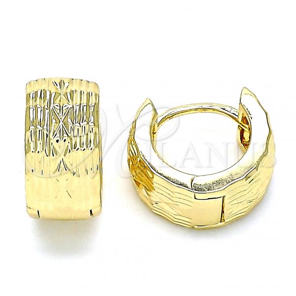 Oro Laminado Huggie Hoop, Gold Filled Style Diamond Cutting Finish, Golden Finish, 02.195.0118.15