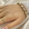 Oro Laminado Tennis Bracelet, Gold Filled Style Teardrop Design, with White Cubic Zirconia, Polished, Golden Finish, 03.210.0009.07