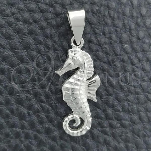 Sterling Silver Fancy Pendant, Seahorse Design, Polished, Silver Finish, 05.399.0005