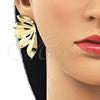 Oro Laminado Stud Earring, Gold Filled Style Leaf Design, Polished, Golden Finish, 02.213.0607
