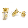 Oro Laminado Stud Earring, Gold Filled Style with White Micro Pave, Polished, Golden Finish, 02.156.0190 *PROMO*