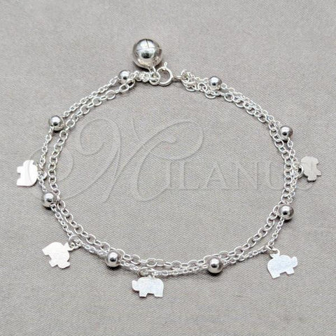 Sterling Silver Fancy Bracelet, Elephant Design, Polished, Silver Finish, 03.409.0078.08