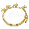 Oro Laminado Charm Bracelet, Gold Filled Style Dragon-Fly and Hollow Design, Diamond Cutting Finish, Golden Finish, 03.63.1821.08