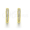 Oro Laminado Huggie Hoop, Gold Filled Style with White Cubic Zirconia, Polished, Golden Finish, 02.99.0042.10