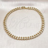 Oro Laminado Basic Anklet, Gold Filled Style Miami Cuban Design, Polished, Golden Finish, 04.63.1398.10