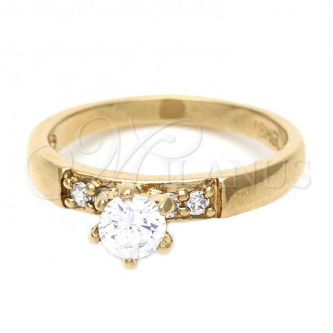 Oro Laminado Wedding Ring, Gold Filled Style with White Cubic Zirconia, Polished, Golden Finish, 5.164.020.08 (Size 8)