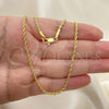 Oro Laminado Basic Necklace, Gold Filled Style Rope Design, Diamond Cutting Finish, Golden Finish, 04.118.0111.16