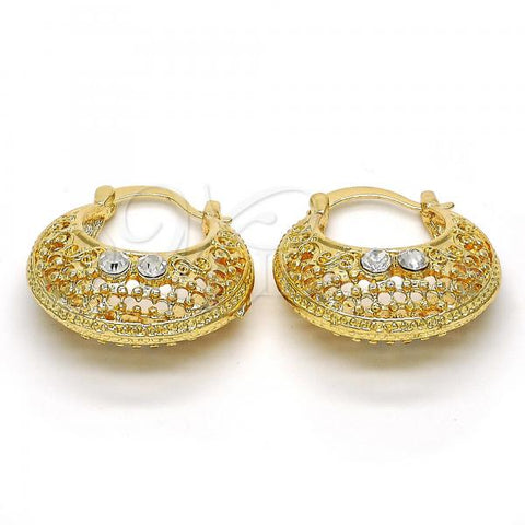 Oro Laminado Medium Hoop, Gold Filled Style with White Crystal, Polished, Golden Finish, 02.170.0179.1.30