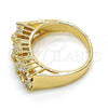 Oro Laminado Multi Stone Ring, Gold Filled Style Flower Design, with White Cubic Zirconia, Polished, Golden Finish, 01.210.0061.08 (Size 8)