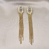 Oro Laminado Long Earring, Gold Filled Style Baguette Design, with White Cubic Zirconia, Polished, Golden Finish, 02.268.0113