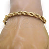 Gold Tone Basic Bracelet, Rope Design, Polished, Golden Finish, 04.242.0043.08GT