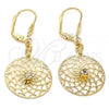 Oro Laminado Dangle Earring, Gold Filled Style with White Cubic Zirconia, Polished, Golden Finish, 73.01
