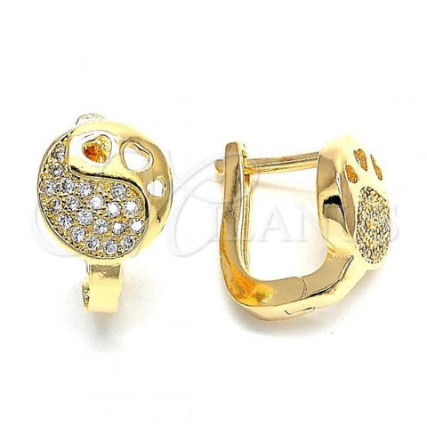 Oro Laminado Huggie Hoop, Gold Filled Style Filigree Design, with  Micro Pave, Polished, Golden Finish, 02.156.0161