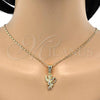 Oro Laminado Religious Pendant, Gold Filled Style Angel and Heart Design, Polished, Golden Finish, 05.120.0079