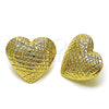 Oro Laminado Stud Earring, Gold Filled Style Heart and Hollow Design, Diamond Cutting Finish, Golden Finish, 02.411.0041