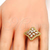 Oro Laminado Multi Stone Ring, Gold Filled Style with White Cubic Zirconia, Polished, Golden Finish, 01.210.0027.09 (Size 9)