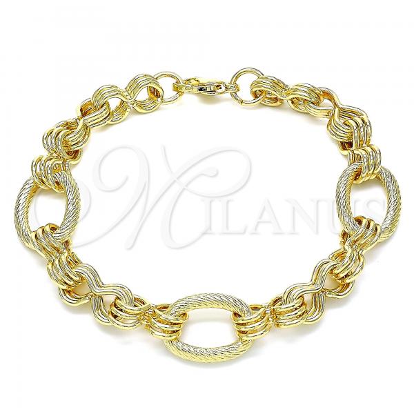 Oro Laminado Charm Bracelet, Gold Filled Style Diamond Cutting Finish, Golden Finish, 03.331.0174.08