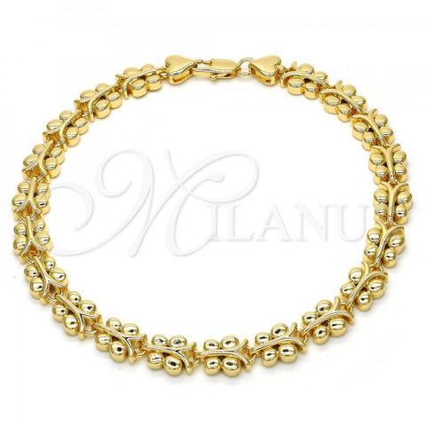 Oro Laminado Fancy Anklet, Gold Filled Style Butterfly Design, Polished, Golden Finish, 03.210.0066.10