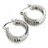 Rhodium Plated Small Hoop, with Multicolor Cubic Zirconia, Polished, Rhodium Finish, 02.210.0274.7.20