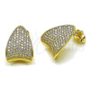 Oro Laminado Stud Earring, Gold Filled Style Teardrop Design, with White Cubic Zirconia, Polished, Golden Finish, 02.283.0198