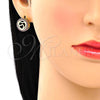 Oro Laminado Stud Earring, Gold Filled Style Heart Design, with Ruby Micro Pave, Polished, Golden Finish, 02.156.0474.1