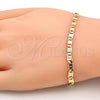 Oro Laminado Basic Bracelet, Gold Filled Style Mariner Design, Diamond Cutting Finish, Golden Finish, 5.222.030.07