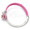 Rhodium Plated Individual Bangle, Teardrop Design, with Padparadscha Swarovski Crystals and White Micro Pave, Polished, Rhodium Finish, 07.239.0002.9 (03 MM Thickness, One size fits all)