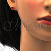 Stainless Steel Stud Earring, with Orange Red Crystal, Polished, Golden Finish, 02.271.0008.11