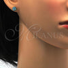 Stainless Steel Stud Earring, Ball Design, with Aqua Blue Crystal, Polished, Golden Finish, 02.271.0010.4