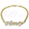 Oro Laminado Fancy Bracelet, Gold Filled Style Polished, Tricolor, 03.63.1971.1.08