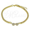 Oro Laminado Fancy Bracelet, Gold Filled Style with White Micro Pave, Polished, Golden Finish, 03.156.0037.08