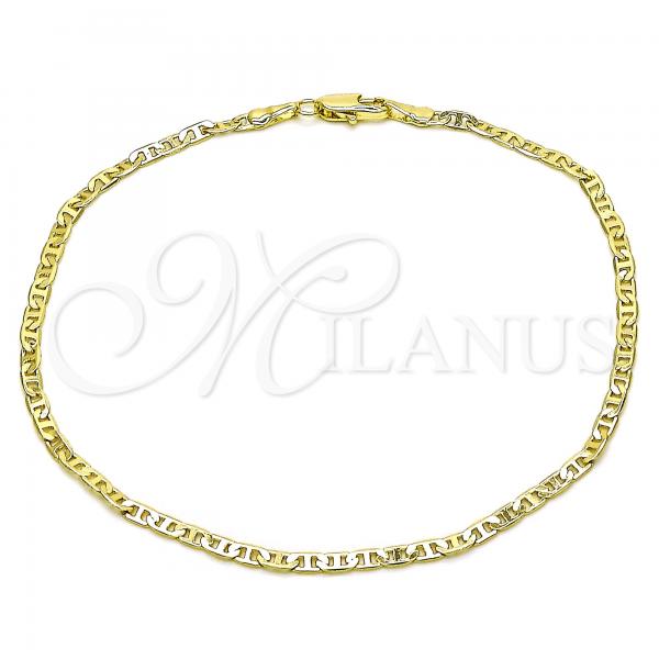Oro Laminado Basic Anklet, Gold Filled Style Mariner Design, Polished, Golden Finish, 5.222.027.10