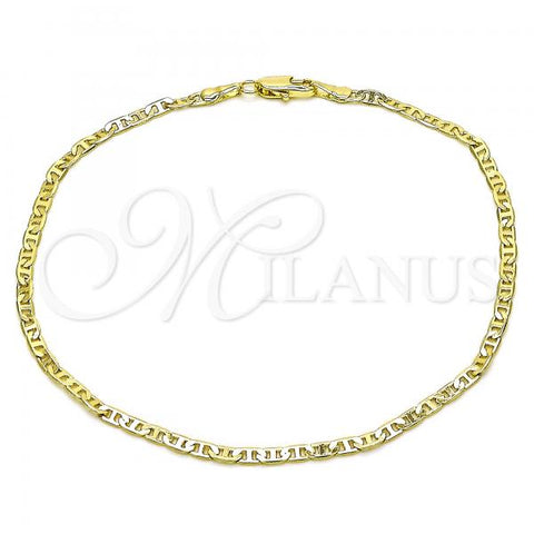 Oro Laminado Basic Anklet, Gold Filled Style Mariner Design, Polished, Golden Finish, 5.222.027.10