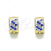 Stainless Steel Huggie Hoop, with Sapphire Blue and White Crystal, Polished, Golden Finish, 02.230.0051.3.10