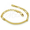 Oro Laminado ID Bracelet, Gold Filled Style Figaro Design, Polished, Golden Finish, 5.226.010.1.07