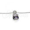 Rhodium Plated Pendant Necklace, with Aurore Boreale Swarovski Crystals and White Micro Pave, Polished, Rhodium Finish, 04.239.0021.1.16