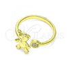 Oro Laminado Multi Stone Ring, Gold Filled Style Teddy Bear Design, with White Micro Pave, Polished, Golden Finish, 01.341.0063