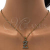 Stainless Steel Pendant Necklace, Initials and Rolo Design, with White Crystal, Polished, Golden Finish, 04.238.0031.1.18