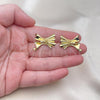 Oro Laminado Stud Earring, Gold Filled Style Bow Design, Polished, Golden Finish, 02.341.0193