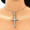 Oro Laminado Pendant Necklace, Gold Filled Style Cross Design, with White Micro Pave, Polished, Golden Finish, 04.156.0235.20