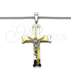 Stainless Steel Pendant Necklace, Crucifix Design, Polished, Two Tone, 04.116.0052.1.30